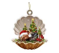 Picysa Pendentif de Chien en Forme de Coquille de Noël, Décoration Acrylique Mignonne pour la Maison et la Voiture, Décoration de Vacances (#1)