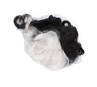 Picysa Perruque Synthétique Bou Ondulée Noire et Blanche à la Mode pour Femmes, Cheveux Synthétiques à Haute Température pour les Fêtes de Cosplay