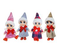 Picysa Poupées Elfes de Noël 4 Pièces Poupée Elfe de Noël Bébé Petite Poupée Elfe de Mini de Jouets Poupées Bébé Elfes Jouet pour Enfants