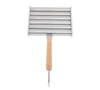 Picysa Support à Rouleaux de Saucisses pour Hot Dog en Acier Inoxydable, Cuiseur Vapeur Détachable avec Manche en Bois Extra Long, 4 Brochettes, 6 Bâtons, Outils de Barbecue (S)