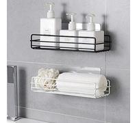 Picysa Support de Rangement de Salle de Bain en Fer forgé, étagère Murale Suspendue pour Cuvette de Toilette, Organisateur D'articles Divers avec Ventouse, pour Miroir en Verre, Carrelage Lisse,