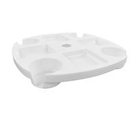 Picysa Table de Plateau de Parasol de Plage Blanche, Ronde avec 4 Porte-gobelets pour Collations et Boissons, Genericw6msvgytce