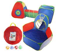 Picysa Tente de Jeu Pop-up 5 en 1 avec Tunnel et Fosse à Balles, Ensemble de Tente de Jeu pour Enfants, Tunnel Rampant Pliable pour Enfants, Maison de Intérieure et Extérieure, Cadeaux pour Garçons