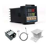 PID Contrôleur de Température Régulateurs REX-C100 0~1300 ℃ Thermostats Affichage Numérique avec K/PT100/E/J réglable Capteur, Relais à Semi-Conducteurs 40A+1M Thermocouple K Kit, SSR Sortie