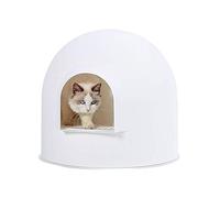 pidan Igloo Bac à litière pour Chat en Forme de dôme Extra Large Boîte à litière Igloo résistante aux Chiens avec Design Minimaliste Moderne et Design à Pois Rouge
