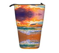 Pidgazdfgv Belle trousse à crayons portable motif plage au coucher du soleil pour l'école, le bureau, les étudiants, adultes, filles, garçons, cadeau de maquillage
