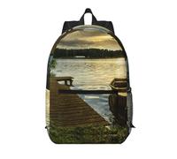 Pidgazdfgv Boat At Lake Shore Sac à dos pour ordinateur portable de 17 pouces pour l'école, les affaires, les vols, sac de week-end pour femmes et hommes