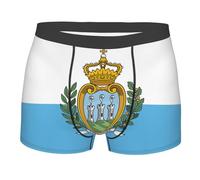 Pidgazdfgv Boxer romantique pour homme avec drapeau de Saint-Marin - Cadeau de Saint-Valentin - Confortable et doux, Noir , M