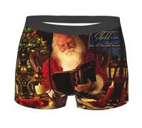 Pidgazdfgv Cadeau de Saint-Valentin pour lui, Noël, Père Noël, boxeurs romantiques pour homme, caleçons boxeurs confortables et doux, Noir , XL