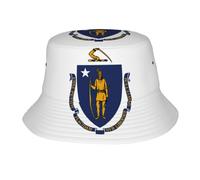 Pidgazdfgv Chapeau cloche unisexe avec drapeau de l'État du Massachusetts - Pour l'extérieur, la plage, les vacances, la rentrée scolaire - Noir