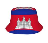 Pidgazdfgv Chapeau cloche unisexe avec drapeau du Cambodge - Pour l'extérieur, la plage, les vacances, la rentrée scolaire - Noir