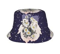 Pidgazdfgv Chapeau cloche unisexe avec fleurs tenant des fleurs, couvre-chef, pour l'extérieur, la plage, les vacances, la rentrée scolaire, noir