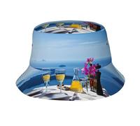 Pidgazdfgv Chapeau cloche unisexe motif paysage d'une table au-dessus de la mer pour l'extérieur, la plage, les vacances, la rentrée scolaire, noir