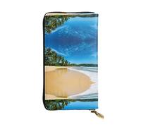 Pidgazdfgv Clear Sky Wave Portefeuille en cuir avec fermeture Éclair pour femme Grande capacité