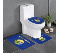 Pidgazdfgv Lot de 3 tapis de bain antidérapants en forme de U avec drapeau de l'État du Montana