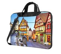 Pidgazdfgv Maisons classiques colorées pour ordinateur portable, sac pour ordinateur portable, unisexe, bandoulière, porte-documents, rentrée scolaire, Noir , 13 inch