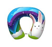 Pidgazdfgv Oreiller de voyage en forme de lapin Happy Easter en mousse à mémoire de forme, lavable en machine, festival