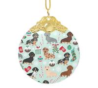 Pidgazdfgv Pendentif rond en verre avec motif chien et flore - Décoration de Noël à suspendre - Arbre de Noël - Cadeau pour un ami
