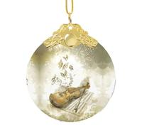 Pidgazdfgv Pendentif rond en verre papillon et violoncelle - Décoration de Noël à suspendre - Arbre de Noël - Cadeau pour un ami