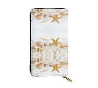 Pidgazdfgv Perles Étoile de mer Coquillage Thème Femmes Blocage RFID Portefeuille en cuir Fermeture éclair Pochette Téléphone Grande capacité Femmes Voyage Sac à main Cadeaux