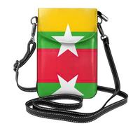Pidgazdfgv Portefeuille à bandoulière en cuir pour femme Motif drapeau de la Birmanie Petit sac à main de voyage Sac à main pour téléphone portable Petit sac à main
