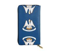Pidgazdfgv Portefeuille de voyage en cuir avec fermeture éclair pour femme Motif drapeau de l'État de Louisiane Grande capacité