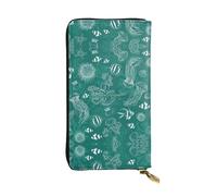Pidgazdfgv Portefeuille en cuir avec fermeture éclair pour femme - Motif dauphins - Étoile de mer - Coquillage de corail - Grande capacité - Cadeau de voyage