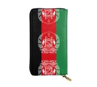Pidgazdfgv Portefeuille en cuir avec fermeture éclair pour femme Motif drapeau de l'Afghanistan Grande capacité
