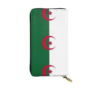 Pidgazdfgv Portefeuille en cuir avec fermeture éclair pour femme Motif drapeau de l'Algérie Grande capacité