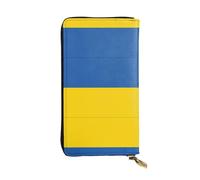 Pidgazdfgv Portefeuille en cuir avec fermeture éclair pour femme Motif drapeau de l'Ukraine Grande capacité