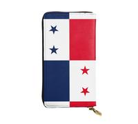 Pidgazdfgv Portefeuille en cuir avec fermeture éclair pour femme Motif drapeau du Panama Grande capacité
