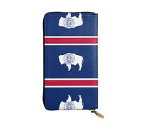 Pidgazdfgv Portefeuille en cuir avec fermeture éclair pour téléphone portable - Grande capacité - Motif drapeau de l'État du Wyoming