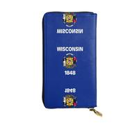 Pidgazdfgv Portefeuille en cuir avec fermeture éclair pour téléphone portable Motif drapeau de l'État du Wisconsin Grande capacité