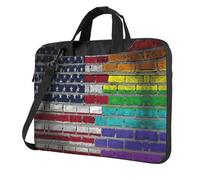 Pidgazdfgv Sac à bandoulière unisexe pour ordinateur portable Motif drapeau arc-en-ciel, Noir , 13 inch