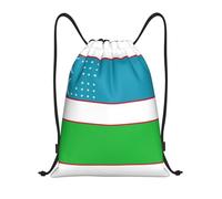 Pidgazdfgv Sac à dos avec cordon de serrage drapeau de la République d'Ouzbékistan, sac à dos de sport, sac à dos de gym, poches en maille résistant à l'eau, sac à cordon pour femmes et hommes, Noir