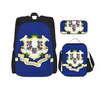 Pidgazdfgv Sac à dos avec drapeau de l'État du Connecticut pour enfants, garçons et filles, boîte à déjeuner, sac à dos, sac à dos, sac à dos, écolier, cadeau pour étudiant