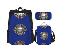 Pidgazdfgv Sac à dos avec drapeau de l'État du New Hampshire pour enfants, garçons et filles, boîte à déjeuner, sac à dos, sac à dos, sac à dos, sac à livres, cadeau pour élève secondaire