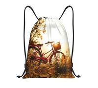 Pidgazdfgv Sac à dos de sport avec cordon de serrage, poches en maille résistant à l'eau, motif coucher de soleil, vue rurale, Noir , S, Classique
