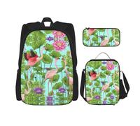 Pidgazdfgv Sac à dos motif flamant rose avec fleurs d'amour pour enfants, garçons et filles, sac à dos d'école, sac à dos, cadeau pour étudiant