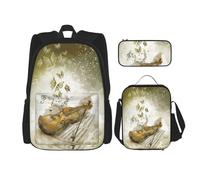 Pidgazdfgv Sac à dos papillon et violoncelle pour enfants, garçons et filles, boîte à déjeuner, sac à dos, sac à dos, sac à dos, écolier, cadeau pour étudiant