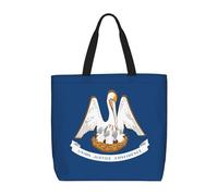 Pidgazdfgv Sac à provisions écologique avec drapeau de l'État de la Louisiane, sac fourre-tout d'école, de travail, ordinateur portable, sac à main pour femme et fille