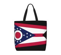 Pidgazdfgv Sac à provisions écologique avec drapeau de l'État de l'Ohio, sac fourre-tout d'école, de travail, ordinateur portable, sac à main pour femme et fille