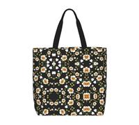 Pidgazdfgv Sac à provisions écologique avec motif de feuilles de fleurs - Sac fourre-tout pour l'école, le travail, ordinateur portable - Pour femme et fille - Pour tous les jours