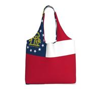 Pidgazdfgv Sac fourre-tout réutilisable en toile avec drapeau de l'État de Géorgie, sac de courses quotidien, cadeau de voyage, infirmière, enseignant