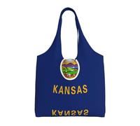 Pidgazdfgv Sac fourre-tout réutilisable en toile avec drapeau de l'État du Kansas, sac de courses quotidien, cadeau de voyage, infirmière, enseignant