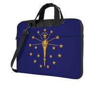 Pidgazdfgv Sac pour ordinateur portable avec drapeau de l'État de l'Indiana - Unisexe - Bandoulière - Pour la rentrée scolaire, Noir , 13 inch