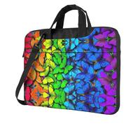 Pidgazdfgv Sac pour ordinateur portable avec motif papillon coloré - Unisexe - Bandoulière - Pour la rentrée scolaire, Noir , 14 inch