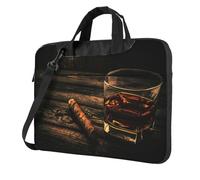 Pidgazdfgv Sacoche pour ordinateur portable Cigar & Whiskey - Unisexe - Bandoulière - Pour la rentrée scolaire, Noir , 14 inch