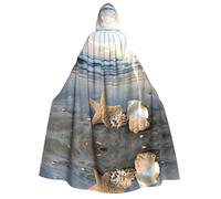 Pidgazdfgv Seashells On The Beach Cape à capuche pour adulte - Cape de chevalier fantaisie cool pour Halloween Cos - Cape à capuche