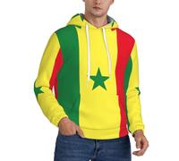 Pidgazdfgv Sweat à capuche en polaire pour homme Motif drapeau du Sénégal, Noir , L